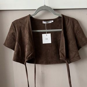 Brown Soft Material Going out Top Size L